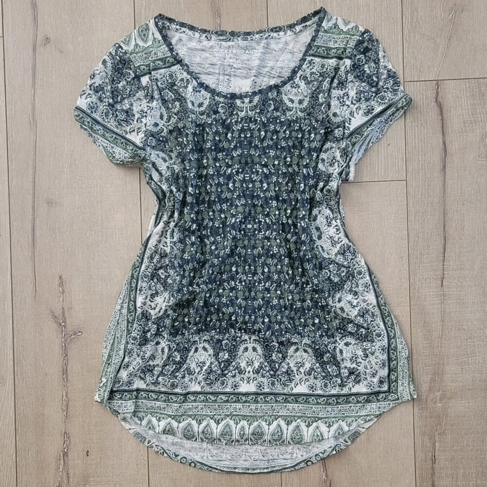 NWOT Lucky Brand Boho Green Patterned Blouse